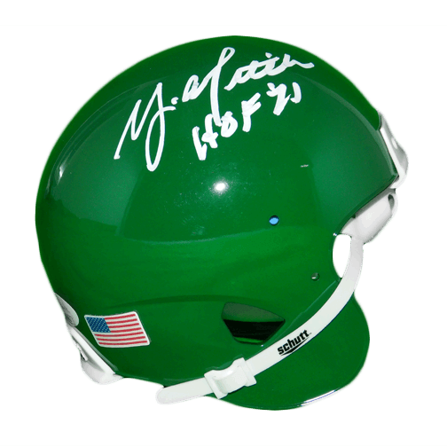 Y.A. Tittle Signed HOF '71 in White Green Mini Helmet (JSA) - RSA