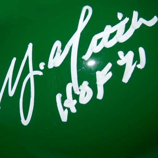 Y.A. Tittle Signed HOF '71 in White Green Mini Helmet (JSA) - RSA