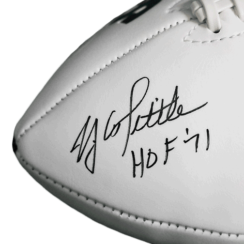Y.A. Tittle Signed HOF '71 New York Giants Logo Football (JSA) - RSA