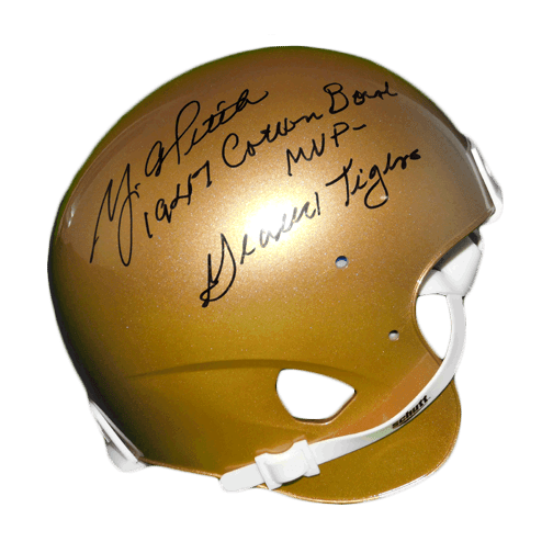 Y.A. Tittle Signed 1947 Cotton Bowl MVP Geaux Tigers Gold Mini Helmet (JSA) - RSA