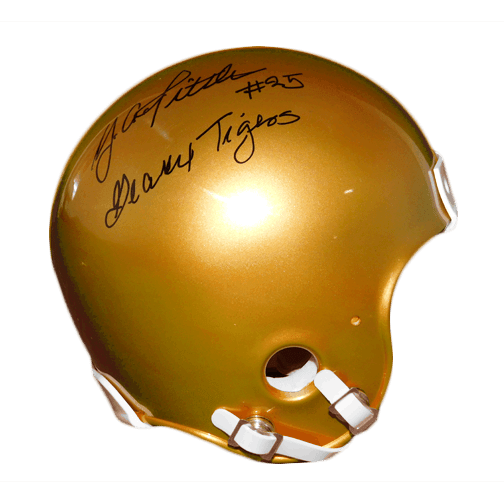 Y.A. Tittle Signed Geaux Tigers Riddell Gold Mini Helmet (JSA) - RSA