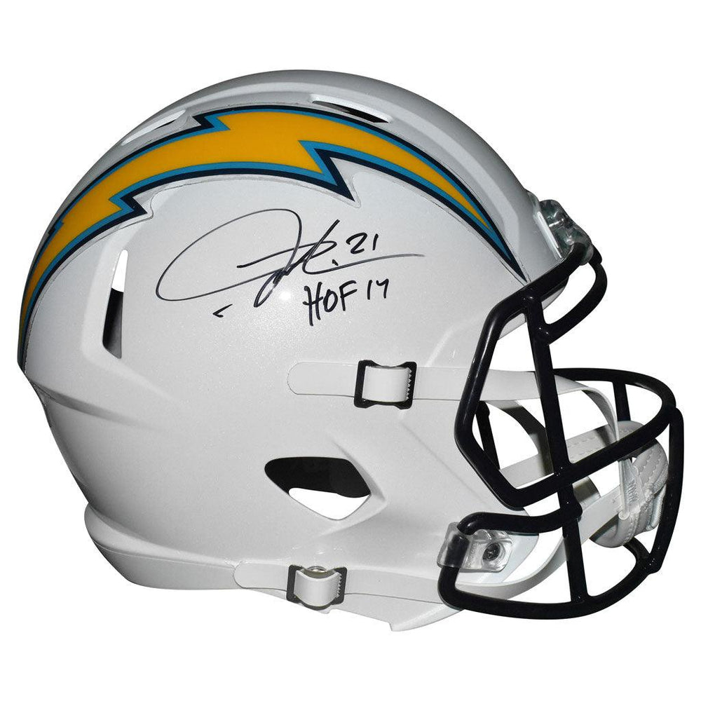 LaDainian Tomlinson Signed HOF 17 Inscription San Diego Chargers Speed Full-Size Replica White 2007-18 Throwback Football Helmet (JSA) - RSA