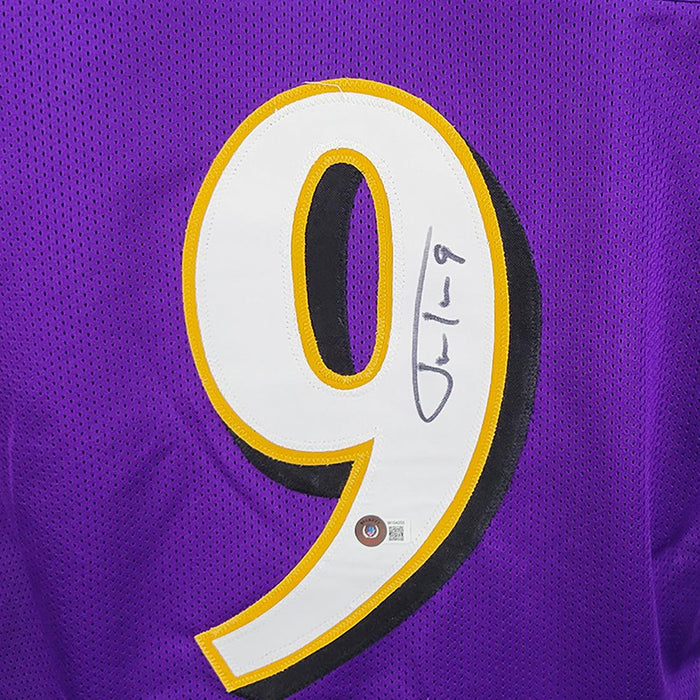 Justin Tucker Signed Pro-Edition Purple Football Jersey (Beckett) - RSA