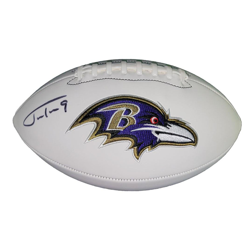 Justin Tucker Signed Baltimore Ravens Official NFL Team Logo Football (JSA) - RSA