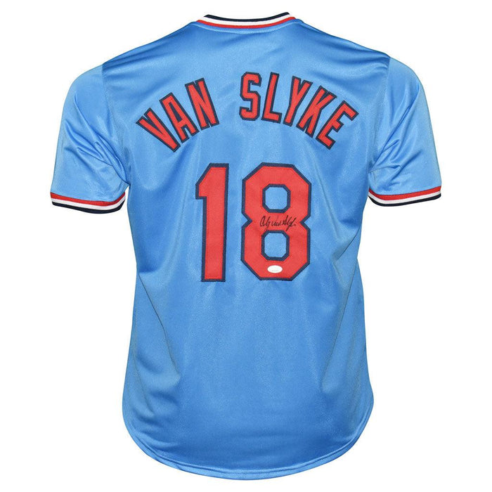 Andy Van Slyke Signed St Louis Blue Baseball Jersey (JSA) - RSA