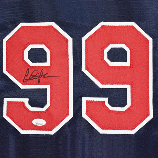 Charlie Sheen Vaughn Signed Major League Blue Baseball Jersey (JSA) - RSA