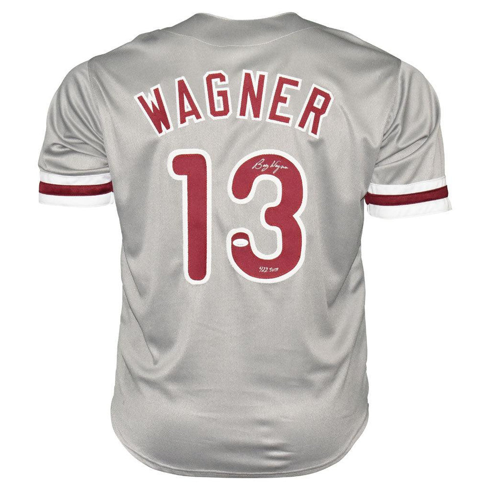 Billy Wagner Signed 422 SVS Inscription Philadelphia Grey Baseball Jersey  (JSA)