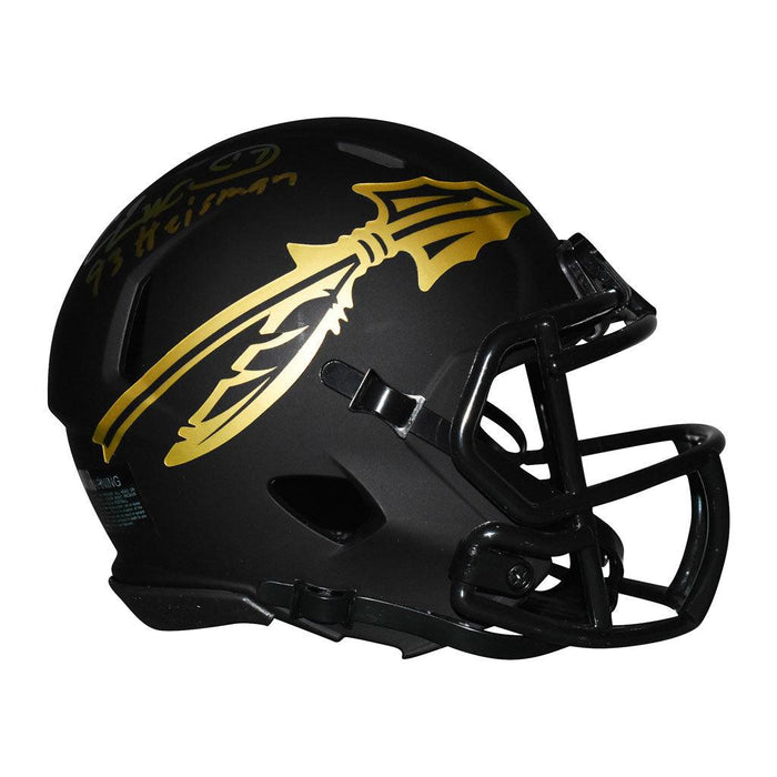 Charlie Ward Signed 93 Heisman Inscription Florida State Seminoles Eclipse Speed Mini Replica Football Helmet (JSA) - RSA