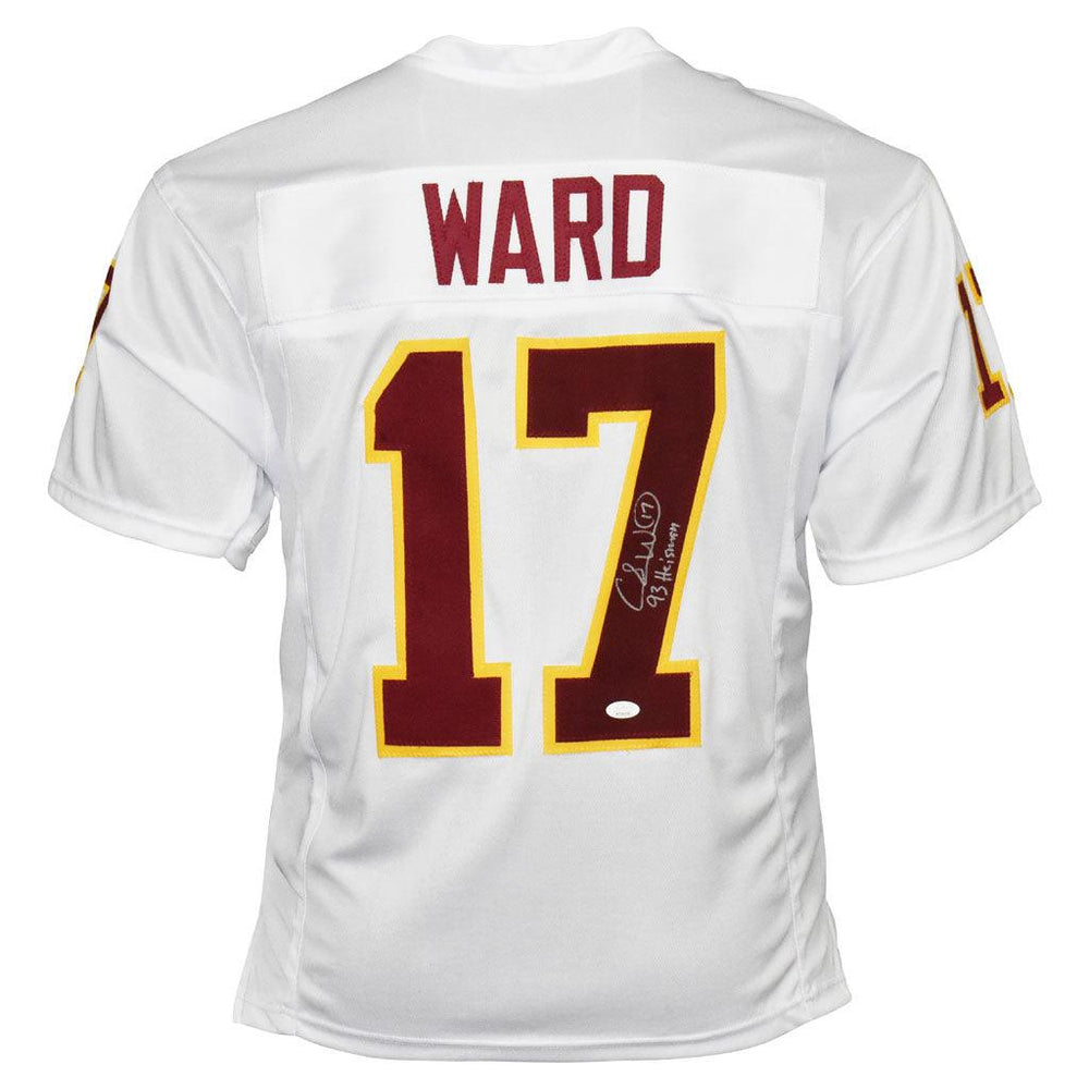 Charlie Ward Signed 93 Heisman Inscription Florida State White Football Jersey (JSA) - RSA