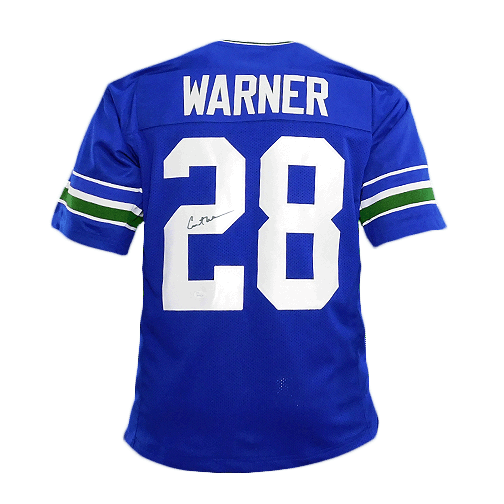 Curt Warner Signed Pro Edition Football Blue Jersey (JSA) - RSA