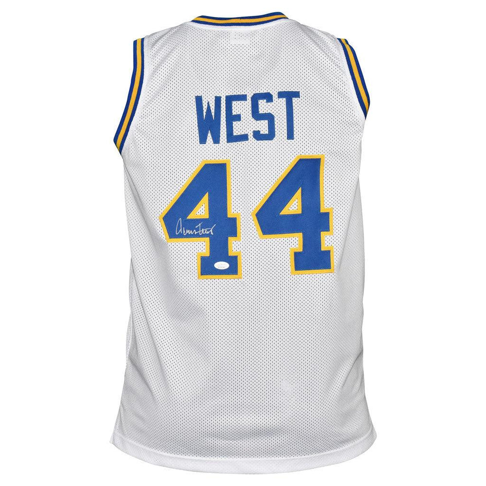 Jerry West Signed West Virginia College White Basketball Jersey (JSA) - RSA
