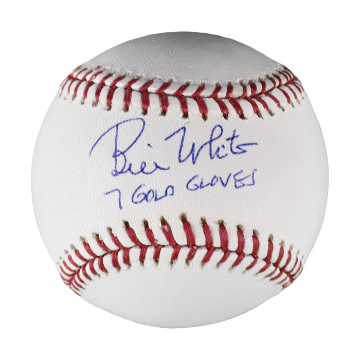 bill white signed inscribed 7x gold glove award oml baseball jsa w175250 certificate of authenticity
