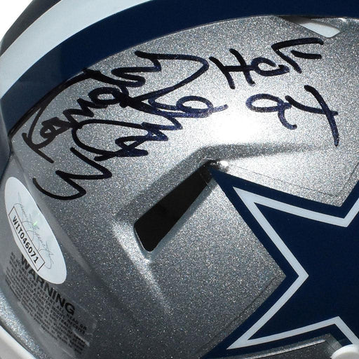 Randy White Signed HOF 94 Inscription Dallas Cowboys Speed Mini Replica Silver Football Helmet (JSA) - RSA