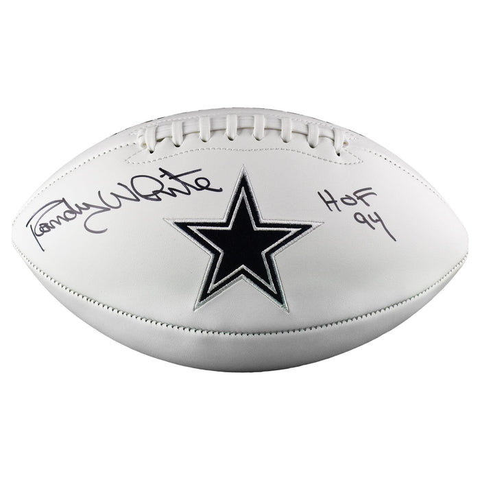 Randy White Signed HOF 94 Inscription Dallas Cowboys Official NFL Team Logo Football (JSA) - RSA