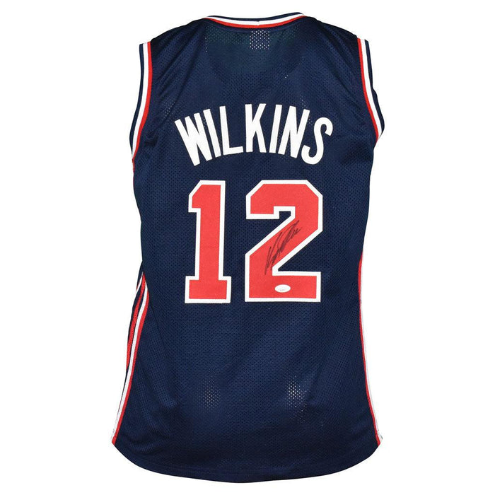 Dominique Wilkins Signed USA Olympic Pro Blue Basketball Jersey (JSA) - RSA