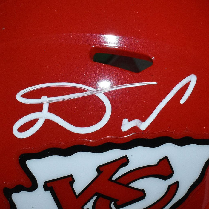Damien Williams Signed White Ink Kansas City Chiefs Speed Mini Replica Red Football Helmet (JSA) - RSA