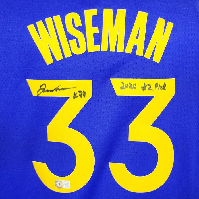 James Wiseman Signed 2020 #2 Pick Inscription Warriors Nike Jersey (Beckett) - RSA