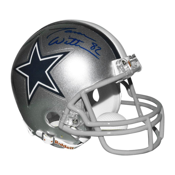 Jason Witten/Jay Novacek Signed Dallas Cowboys Mini Replica Silver Football Helmet (JSA) - RSA