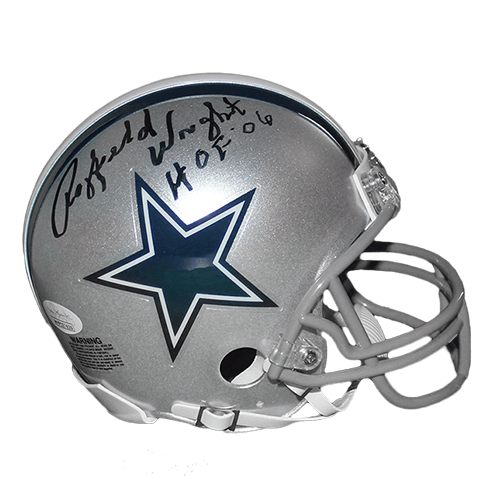 Rayfield Wright Autographed Dallas Cowboys Mini Football Helmet (JSA) HOF Inscription Included - RSA