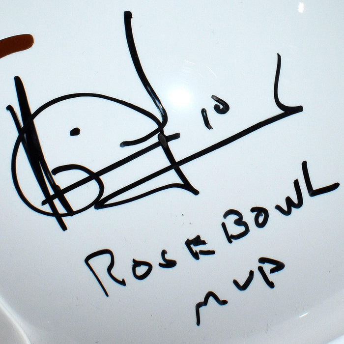 Vince Young Signed Rose Bowl MVP Inscription Texas Longhorns Full-Size Schutt Replica White Football Helmet (JSA) - RSA