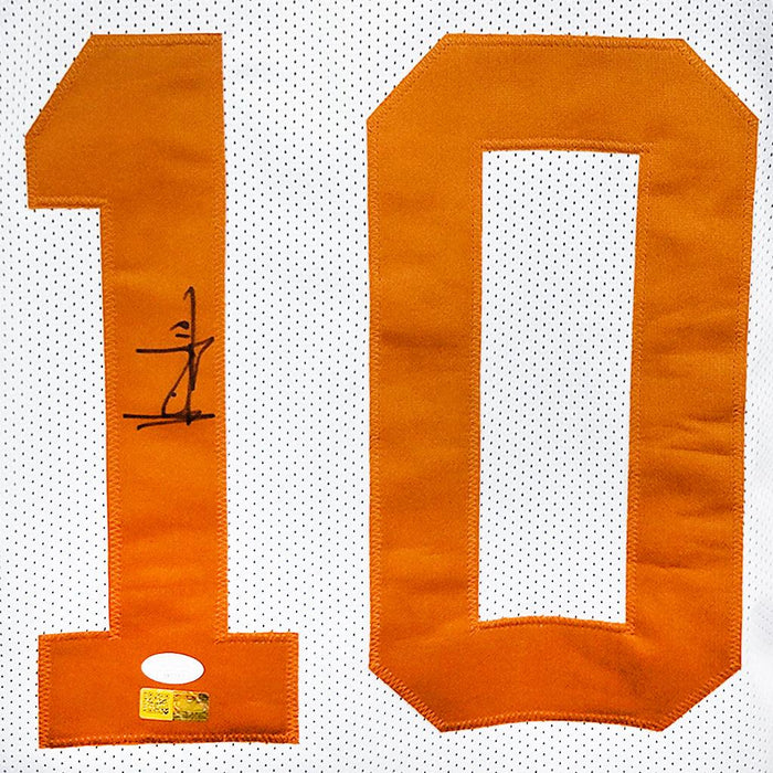 Vince Young Signed Texas College White Football Jersey (JSA) - RSA